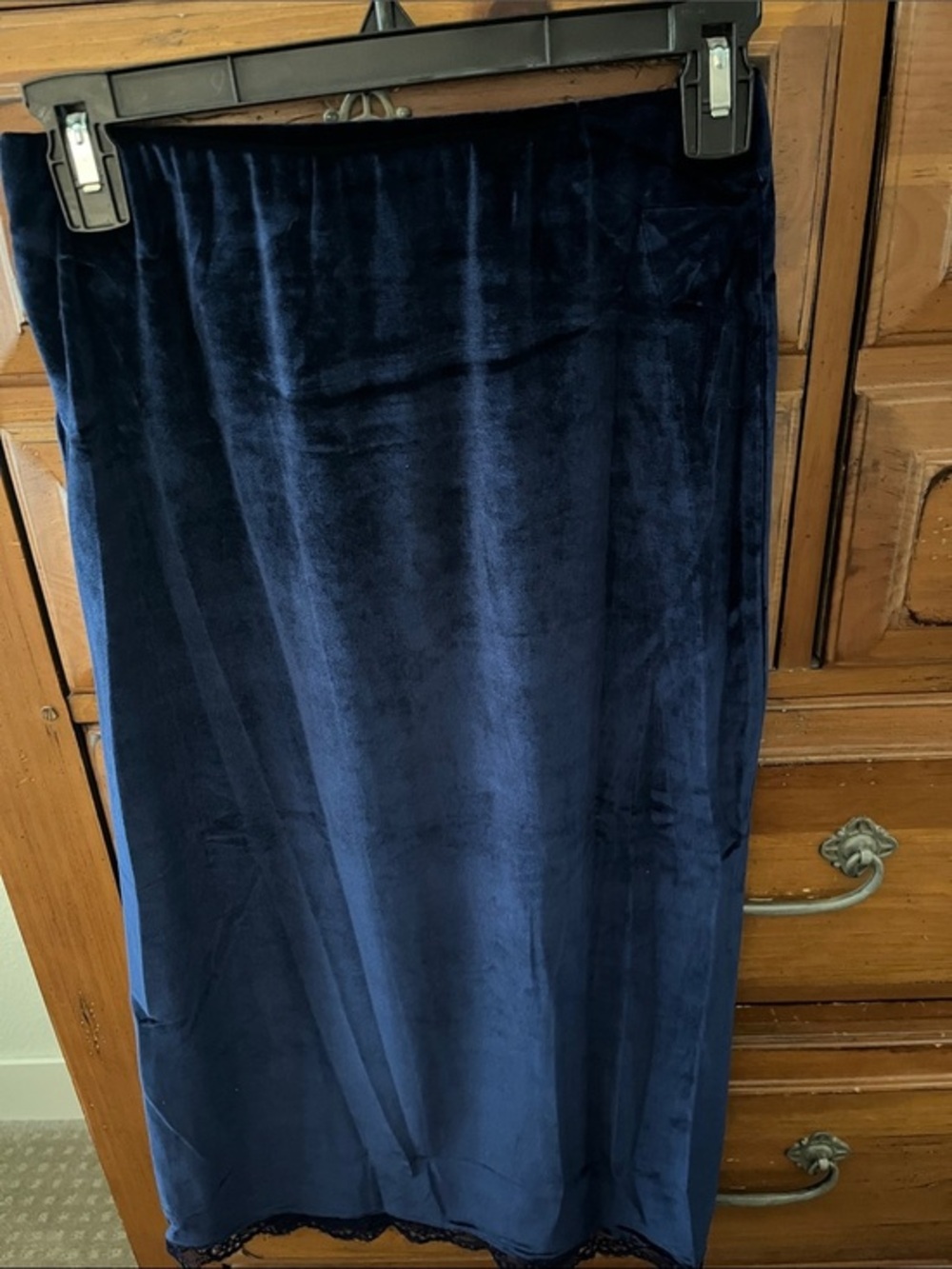 Mimosa Classic Navy Velvet Midi Skirt Size Small NWT